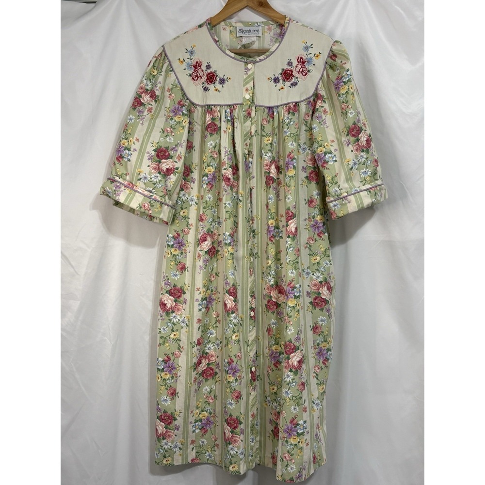 Signatures By Smart Time Vintage Floral Nightgown W Sz 1X Cottagecore Country